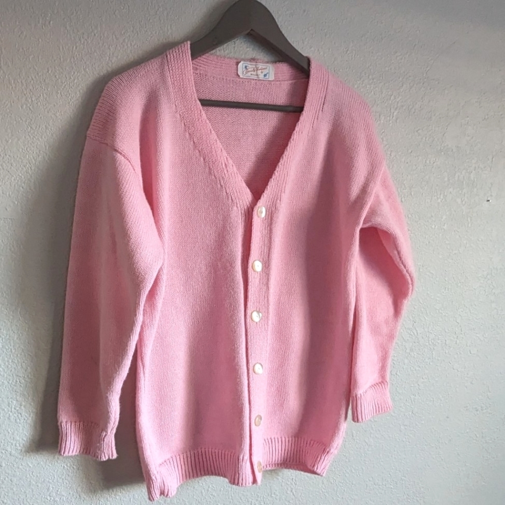 Hand Crafted Pink Women's Cardigan Sweater